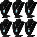 Flexzion Necklace Bust Display Stand (6 Pack)- 10 Inch 3D Mannequin Black Velvet Necklace Display Holder for Home, Boutique & Trade Shows - Jewelry Display for Selling Necklace, Pendants, Lockets