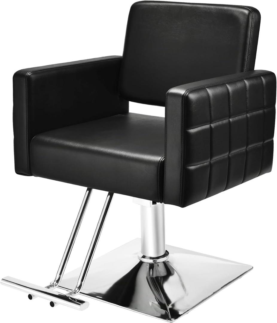 Apllamo Barber Salon Chair for Barbershop - Load Weight 330 Lbs,Heavy Duty Hydraulic Pump Height Adjustable,360Swivel with Footrest,Soft Leather with Armrest,Salon Spa,Hair Styling Stylist (Black)