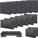 Aoxun 14pcs Patio Cushion Covers Replacement, Waterproof Outdoor Furniture Cushion Covers with Zipper and Non-Slip Bottom, Patio Sofa Couch 3 Sizes for Patio Sectional, Covers Only (Grey)