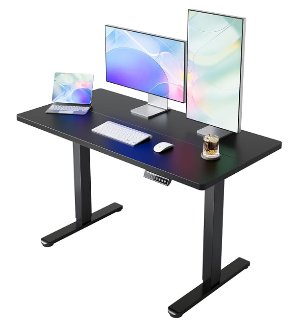 HUANUO Electric Standing Desk,48" x 24" Height Adjustable Desk, 4 Memory Height Settings, Sit to Stand Up Desk for Home Office, with Headphone Hook, Cable Manager, Black