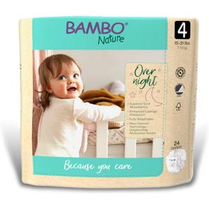 Bambo Nature Overnight Baby Diapers (Size 3 to 6), Size 4, 24 Count