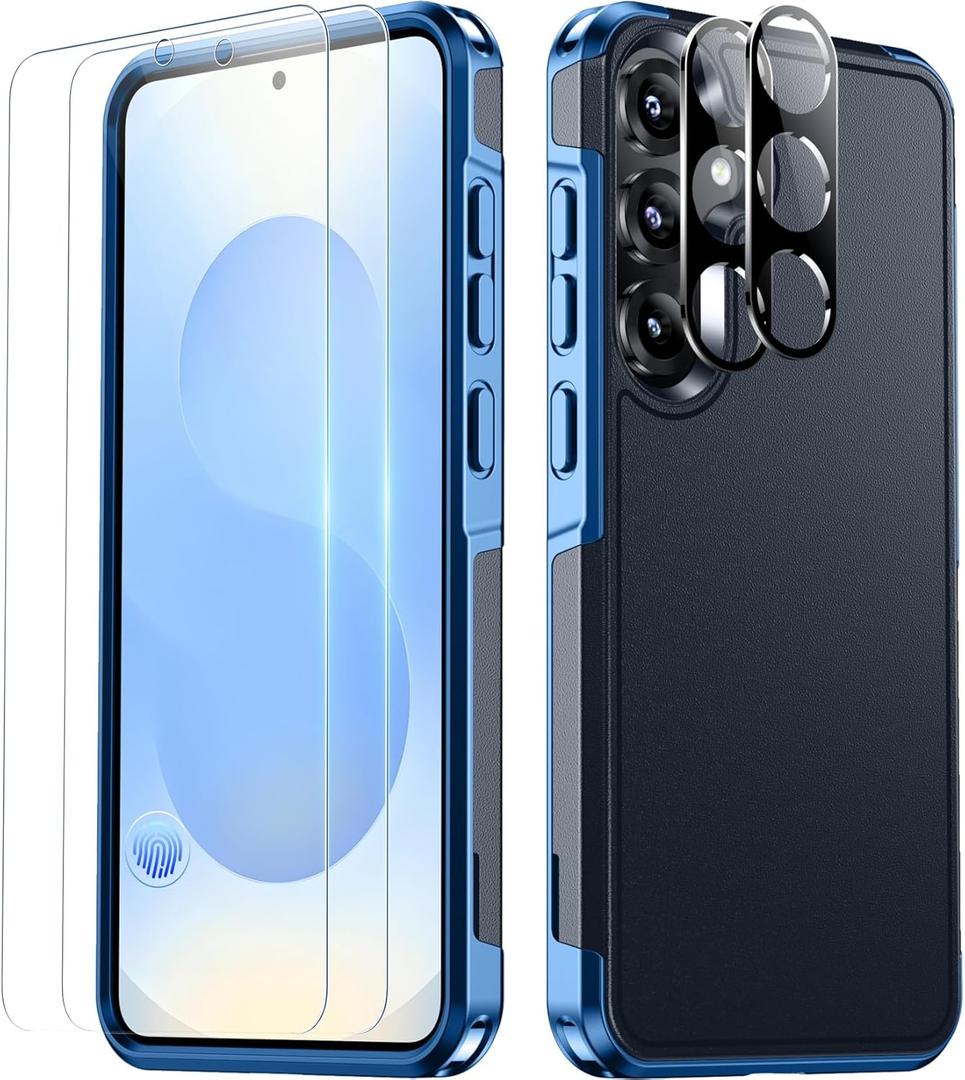 SPIDERCASE Designed for Samsung Galaxy S25 Plus Case, [10 FT Military Grade Drop Protection],2 Pack [Tempered Glass Screen Protector+Camera Lens Protector] Heavy Duty Shockproof Case,Dark Blue