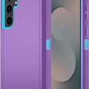 for Samsung Galaxy S25 FE Case, Heavy Duty case, [Belt Clip Holster] [Glass Screen Protector] [Military Grade Protective ] [Shockproof] [Dropproof] [Dust-Proof] (with Belt Clip, PurpleSky Blue)