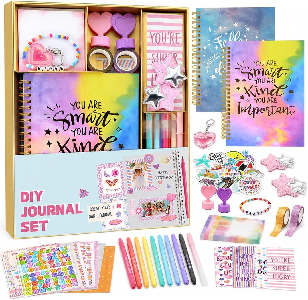 3 x DIY Journal Kit for Girls Ages 8-12, 200+PCS Teen Tween Girl Gifts Trendy Stuff, Party Favors for Kids 8-12, Birthday Gift for Girls.