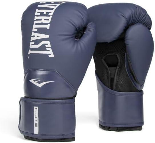 Everlast Elite 2 Boxing Gloves | Pro Training Gloves for Men and Women | Secure Fit Hook and Loop Closure & Ventilation | Heavy Bag & Speedbag Training (14 oz | Navy)