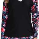 Women's 2 Piece Rash Guard Sets with Built in Bra Swimsuits (Black, XL)