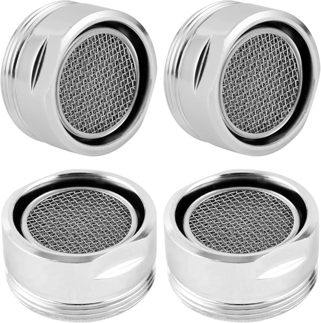 iFealClear Pack of 4 Stainless Steel Faucet Aerator, Kitchen Sink Faucet Aerator Adapter with Brass Shell, 15/16 Inch/24 mm Male Thread Water-conserving Filter with Gasket for Bathroom, Chrome
