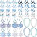 48pcs Winter Party Favor Snowflake Winter Wonderland Party Decorations Snowman Bear Penguin Paper Eyeglasses Bead Necklaces Supplies Photo Booth Props for Holiday Shower Birthday