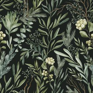 REDAMANCY Dark Black Vintage Botanical Plants Green Leaf Peel and Stick Wallpaper Stick on Contact Paper Vintage Wall Paper Easy Peel Off for nightstand Drawer Cabinet Renter