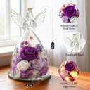 Mothers Day Roses Gifts for Mom,Forever Preserved Real Flowers Roses in Glass Angel Figurines,Mothers Day Flowers Gifts for Women Mom Wife Grandma from Daughter/Purple