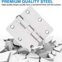 18 Pack Satin Nickel 3.5 Inch x 3.5" 1/4" Radius Interior Door Hinges Brushed Nickel 3-1/2 Door Hinge for Doors Bedroom Small Rounded Conner Standard Bifold Residential Door Hinge