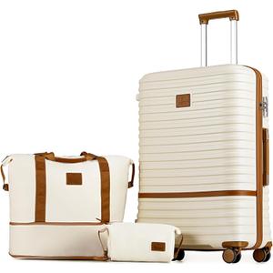 Joyway 28 Inch Large Luggage Hardside Suitcase with Spinner Wheel, Lightweight 3 Piece Suitcase Set with TSA Lock(White)