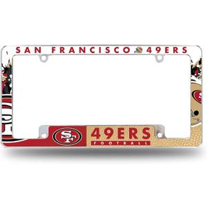 Rico Industries NFL Football Primary 12" x 6" Chrome All Over Automotive License Plate Frame for Car/Truck/SUV