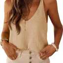 Tankaneo Womens Knit Sweater Tank Tops Casual Summer V Neck Loose Fit Sleeveless Camisole Shirts (Large, Apricot)