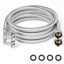 KEOKLE Washing Machine Hoses,8ft 2pack 3/4" Stainless Steel Braided Washer Hoses 90 Degree Eblow Burst Proof Water Supply Lines Universal Fit to Hot and Cold Connection