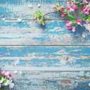 AOFOTO 5x3ft Flower Branch and Floral Petal on Old Wooden Board Backdrop Flat Lay Vintage Peeling Off Wood Floor Photography Background Grunge Hardwood Plank Infant Baby Portrait Props Vinyl Wallpaper