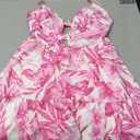 Parthea Women's Summer Boho Floral Mini Dress Spaghetti Strap V Neck Floral A Line Beach Vacation Cute Casual Dresses Medium, Pink Floral 