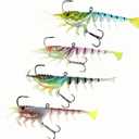 Super Durable TPE Fishing Lures for Crappie Trout WalleyeLifelike Shrimp Crayfish Swimbait,Pre-Rigged Fishing Jig Lures for Freshwater and Saltwater (DG&B&YP&P-4pcs)
