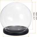 PATIKIL 4.9" Clear Cloche Glass Dome, Glass Bell Jar Globe Display Case Tabletop Centerpiece with Black Wooden Base for Succulents Christmas Decor
