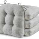 puredown Chair Cushions for Dining Chairs, Tufted Memory Foam Chair Pads with Non-Slip Backing, Kitchen Seat Cushions with Ties, Washable Seat Pad Set of 4, 15.5" x 15.5" x 4", Light Grey