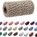 1 Roll 2mm 109 Yard Colourful Cotton Cord Bakers Twine DIY Crafts Gift Wrapping Christmas Wedding Home Decor String Rope (Khaki+White)