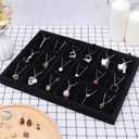 24 Grids Stackable Jewelry Tray Organizer with Removable Dividers, Velvet Jewelry Display Tray for Earrings Necklaces Bracelet Rings Display Showcase - Black