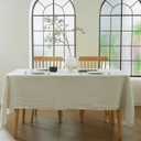 100% French Flax Linen Tablecloths Rectangle 120Lx60W Inch for Dinners, Parties, Easter, Halloween, Camping, Stone Washed, Textured, Machine Washable, 10-12 Sets (60''x120'', Natural Linen)