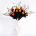 Halloween Decorations Indoor with Pumpkins and White Ghost, Halloween Centerpieces Decor for Tables, Vase Fillers, Artificial Flowers Festive Ornaments and Picks(5PCS) (Orange Pumkin)