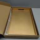 Spsyrine Gold Decorative Serving Tray with Handles, Elegant Plastic Coffee Table Tray for Ottoman, Living Room, Home Decor 15.6" X 10.2"