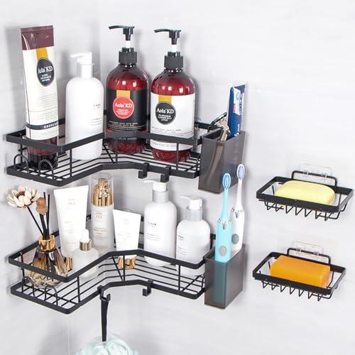 Fretrecy Shower Caddy, Adhesive Bathroom Organizer for Bathroom Storage & Home Decor & Kitchen,No Drilling, Rustproof Stainless Steel Shower Shelves Rack for Inside (6 unit)