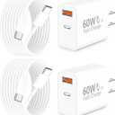 [Apple MFi Certified] iPhone 17 Charger Fast Charging, Linocell 4Pack 60W Dual Port USB C Charger Dynamic Power Adapter PD&QC Type C Wall Chargers + 6FT Type C Cord for iPhone 17/ 17 Pro/ 16 Pro/ 15/ iPad