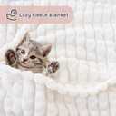 2 x Luxury 3D Jacquard Baby Blanket, Flannel Fleece Nursery Blanket with Grid Pattern, 30 x 40 Inch Soft Throw for Infants & Toddlers (Ivory Cream)