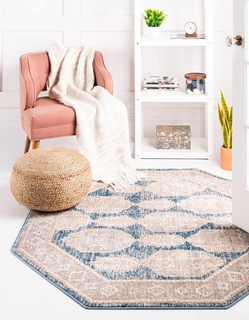 Unique Loom Lola Collection Area Rug - Bold (7' 10" Octagon, Blue/Light Blue)