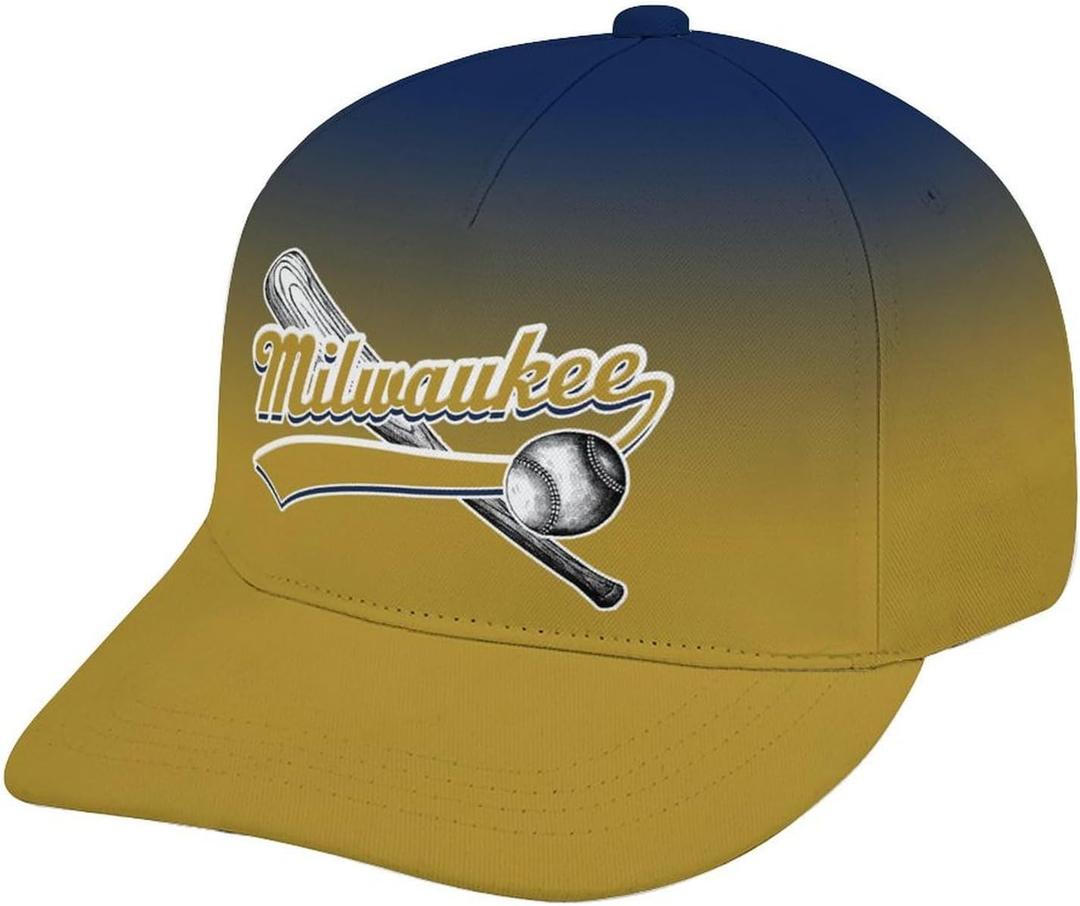 City Baseball Gradient Baseball Cap for Men Women Adjustable Snapback Hat Dad Hat for Sports Game Day Fans Gift