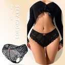 Cotton Thongs for Women, T Back Breathable Comfort See Through Panties, Seamless Lace Pack (L)
