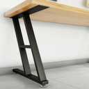 FJANKUI 28" Z-Shape Black Metal Table Legs Set of 2, Industrial Style, Heavy Duty Cast Iron, Suitable for Desks & Dining Areas, 28" H x 18" W