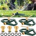3 Sets Rotating 360 Degree Swivel Garden Sprinkler Pulsating Impact Sprinkler with Metal Base, Heavy Duty Adjustable Garden Hose Sprinklers System for Large Area Lawn Yard(3 Arm Rotating)