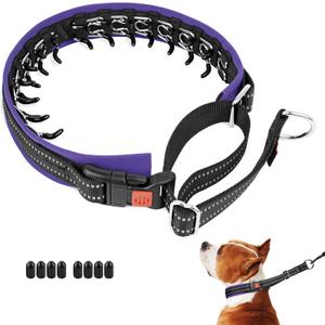 Mayerzon Martingale No Pull Collar for Medium Large Dogs, Patented Anti Pull Dog Collar with Buckle for Walking Training, with Neoprene Padding and Reflective Stitching, Adjustable(Purple Trim, L) (Large,2.5mm,25-Inch,18.5-23.5"Neck)