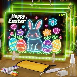 LED Drawing Board – Acrylic Transparent Writing Pad, Dry Erase LED Board with 7-Color Pens | Foldable Stand Drawing Tablet, Educational Art Supplies for Kids Teens Girls Boys Classroom Travel Home