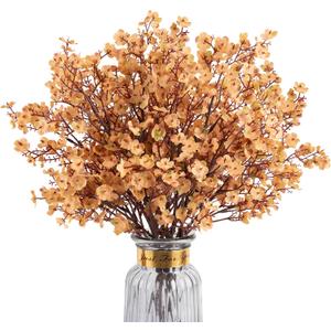 Babys Breath Artificial Flowers, 8 Bundles Real Touch Light Brown Fake Flowers Silk Flowers Bulk for Vase Home Office Wedding Spring Indoor Outdoor Centerpiece Table Decorations