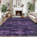 SIILOOM 9x12 Modern Abstract Area Rug for Bedroom, Purple White Large Super Soft Washable Rug with Non-Slip, Non-Shedding Rugs for Living Room, Indoor Door Mat for Office Home Dcor