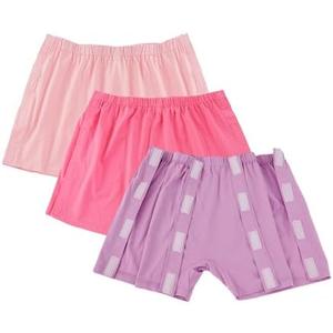 Lmaray 3 Pack Post Surgery Boxers for Women, Adaptive Underwears, Tear Away Underwear, Incontinence Stick-on Briefs，3XL