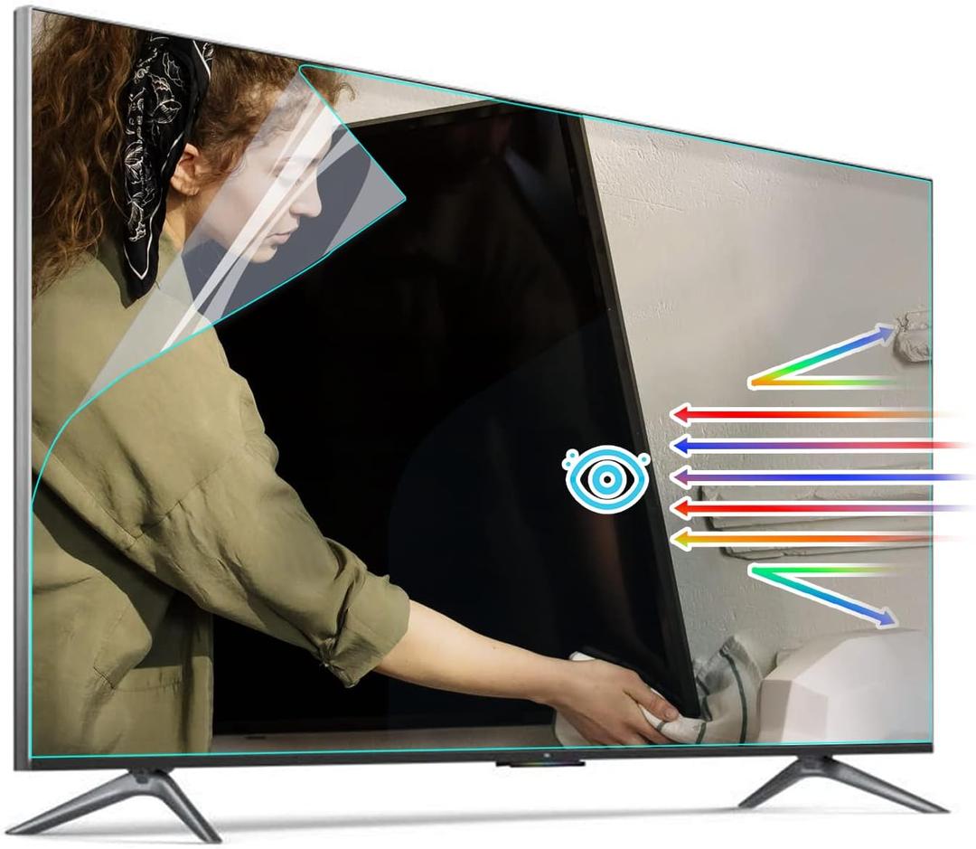 for 65 Inch Screens Anti Glare TV Film Indoor/Outdoo TV Glare Stopper,Blue Light UV Filter,Anti Glare Film for TV 65 Inch With TV Glare Shield/Scratch-Resistan/Blue Light Block Features