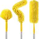 17 Foot High Reach Duster Kit with 2-to-9 Foot Extension Pole, Newliton 3-in-1 High Ceiling Chenille Duster, Microfiber Duster, Cobweb Duster, Indoor & Outdoor Extendable Bendable Duster Cleaning Set