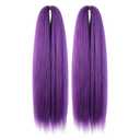 4 x Purple Braiding Hair 24 Inch Long Pre Stretched Hair Straight Yaki Texture Synthetic Hair Extensions Softness, 2 Packs