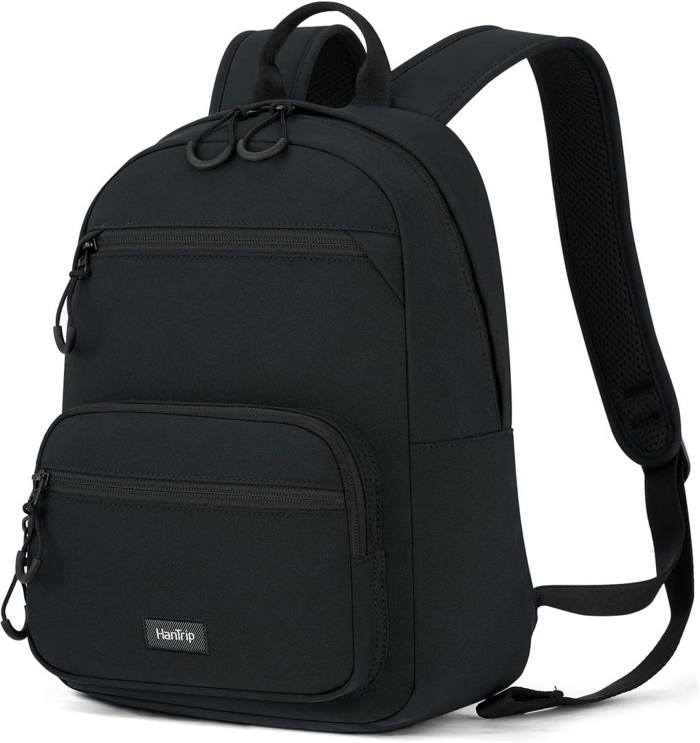 Carry On Travel Backpack For Men Women, 13 Inch Small Mini Work Bag Personal Item Backpacks, Camping Back Pack Lightweight Hiking Daypack For Office Nurse Commuter (Black)