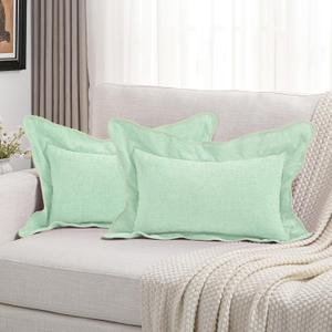 FUTEI Pack of 2 Chenille Throw Pillow Covers 12x20 Inch, Aqua
