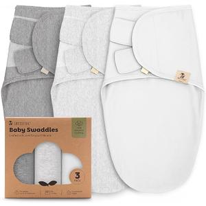 Sweety Fox 3-Pack Organic Baby Swaddles - Swaddles for Newborns, Infant 0-3 Months, Baby Girls, Boys, Soft & Snug Newborn Nursery Swaddling Blankets (Mist)
