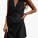 hibshaby Womens Summer Cotton Linen V Neck Short Dress 2025 Sleeveless Mini Dress Casual Tank Dress Sundress with Pockets
XL