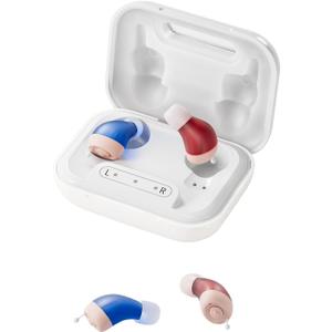Rechargeable Hearing Aids for Seniors with Hearing Loss, They are Equipped with a Smart Noise Reduction chip, Providing Clear Sound Quality and Comfortable Wearing. Super-mini, Auto-On/Off